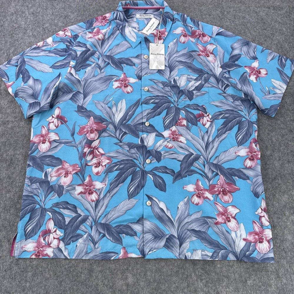 Tommy Bahama Shirt Mens 3XL River Blue Coconut Point Flora Breeze Hawaiian Camp